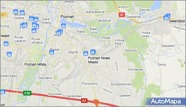 mapa Nowe Miasto gmina Poznań, Nowe Miasto gmina Poznań na mapie Targeo