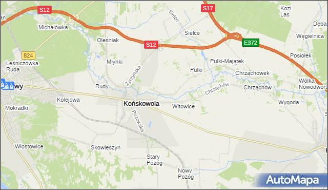 mapa Opoka gmina Końskowola, Opoka gmina Końskowola na mapie Targeo