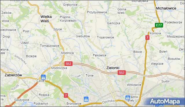 mapa Pękowice, Pękowice na mapie Targeo