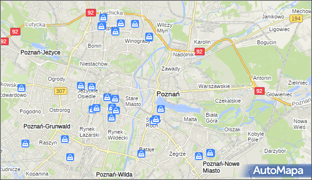 mapa Poznania, Poznań na mapie Targeo