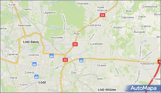 mapa Różki gmina Łódź, Różki gmina Łódź na mapie Targeo