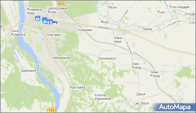 mapa Skowieszyn, Skowieszyn na mapie Targeo