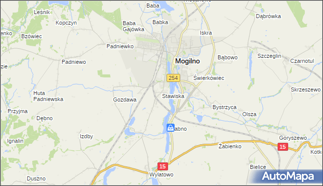 mapa Stawiska gmina Mogilno, Stawiska gmina Mogilno na mapie Targeo
