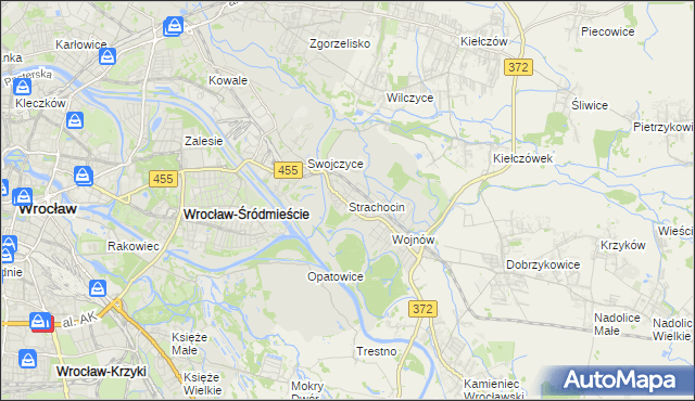 mapa Strachocin gmina Wrocław, Strachocin gmina Wrocław na mapie Targeo