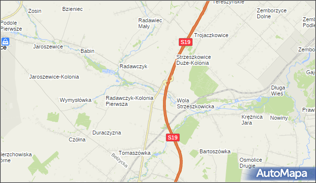 mapa Strzeszkowice Duże, Strzeszkowice Duże na mapie Targeo