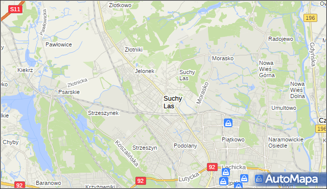 mapa Suchy Las powiat poznański, Suchy Las powiat poznański na mapie Targeo