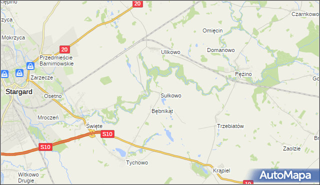 mapa Sułkowo gmina Stargard, Sułkowo gmina Stargard na mapie Targeo