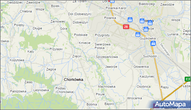 mapa Szczepańcowa, Szczepańcowa na mapie Targeo