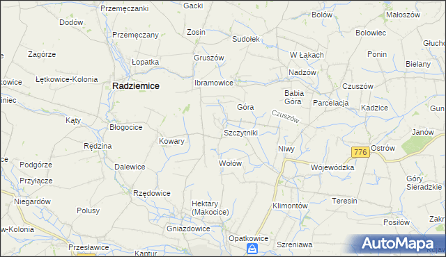 mapa Szczytniki gmina Proszowice, Szczytniki gmina Proszowice na mapie Targeo