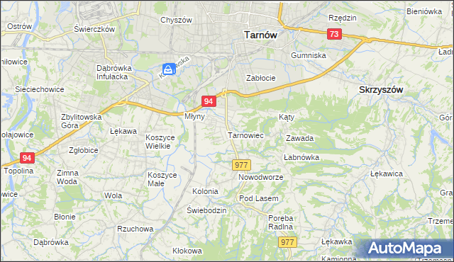 mapa Tarnowiec gmina Tarnów, Tarnowiec gmina Tarnów na mapie Targeo