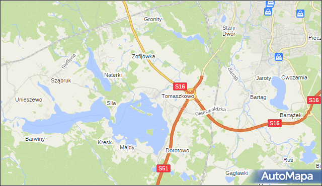 mapa Tomaszkowo, Tomaszkowo na mapie Targeo