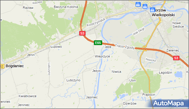 mapa Wieprzyce, Wieprzyce na mapie Targeo