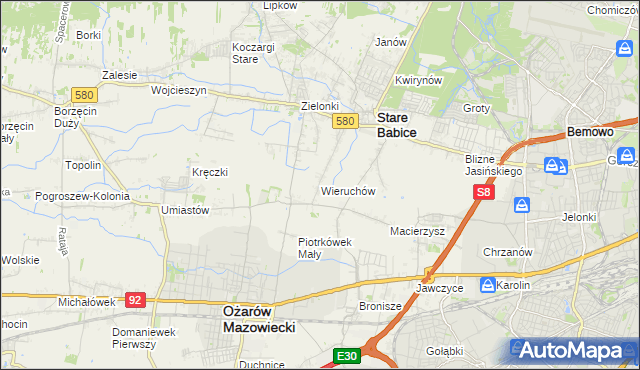 mapa Wieruchów, Wieruchów na mapie Targeo