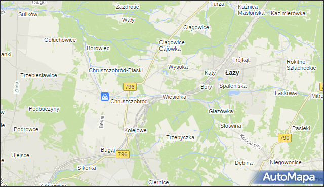 mapa Wiesiółka gmina Łazy, Wiesiółka gmina Łazy na mapie Targeo