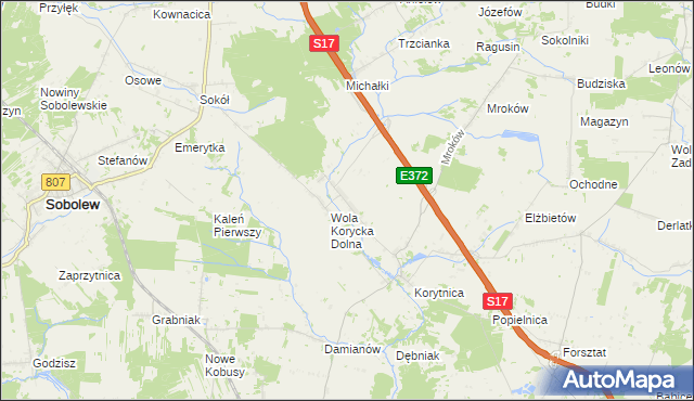 mapa Wola Korycka Górna, Wola Korycka Górna na mapie Targeo