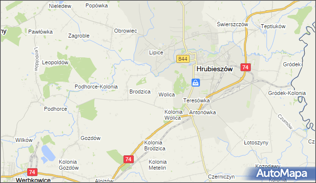 mapa Wolica gmina Hrubieszów, Wolica gmina Hrubieszów na mapie Targeo