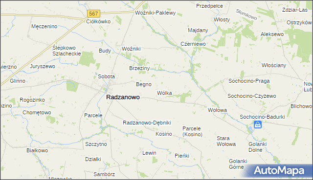 mapa Wólka gmina Radzanowo, Wólka gmina Radzanowo na mapie Targeo