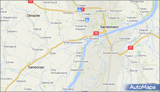 mapa Zawisełcze, Zawisełcze na mapie Targeo