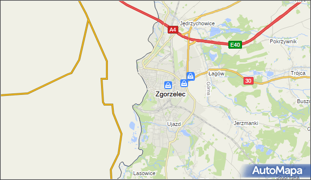 mapa Zgorzelec, Zgorzelec na mapie Targeo