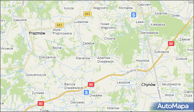 mapa Adamów Drwalewski, Adamów Drwalewski na mapie Targeo