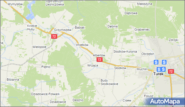 mapa Albertów gmina Turek, Albertów gmina Turek na mapie Targeo