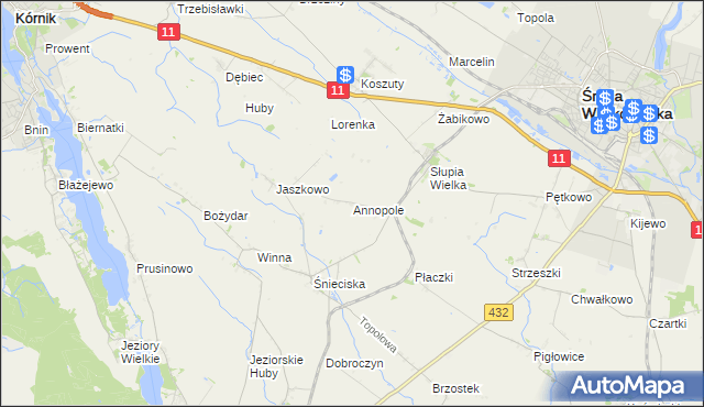 mapa Annopole gmina Środa Wielkopolska, Annopole gmina Środa Wielkopolska na mapie Targeo