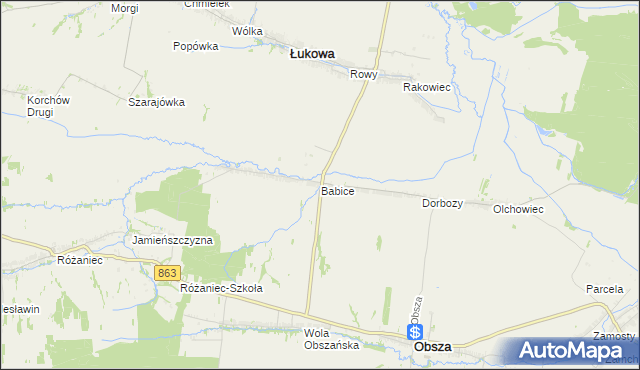 mapa Babice gmina Obsza, Babice gmina Obsza na mapie Targeo