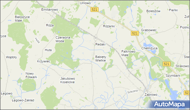 mapa Babięty Wielkie, Babięty Wielkie na mapie Targeo