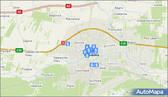 mapa Białej Podlaskiej, Biała Podlaska na mapie Targeo