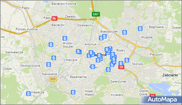 mapa Białegostoku, Białystok na mapie Targeo