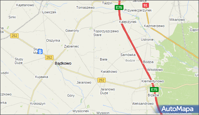 mapa Biele gmina Bądkowo, Biele gmina Bądkowo na mapie Targeo