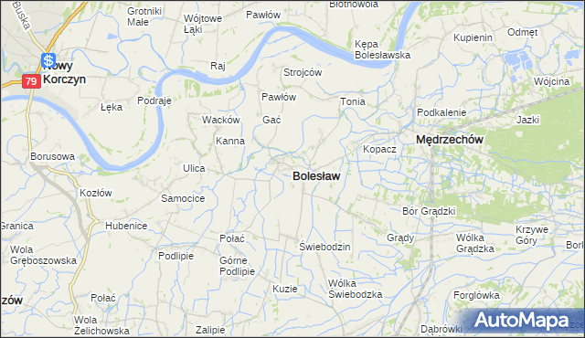 mapa Bolesław powiat dąbrowski, Bolesław powiat dąbrowski na mapie Targeo