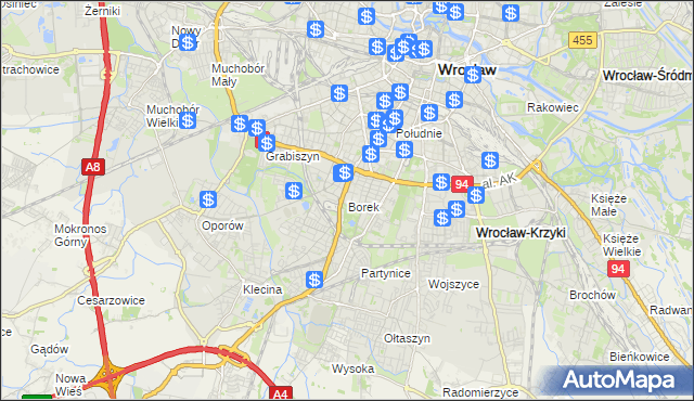 mapa Borek gmina Wrocław, Borek gmina Wrocław na mapie Targeo