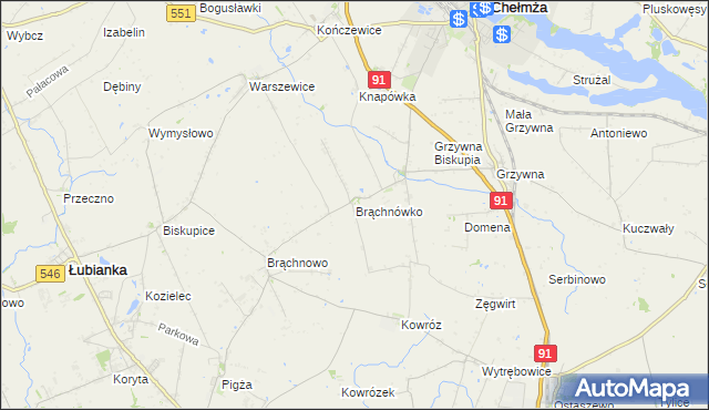 mapa Brąchnówko, Brąchnówko na mapie Targeo