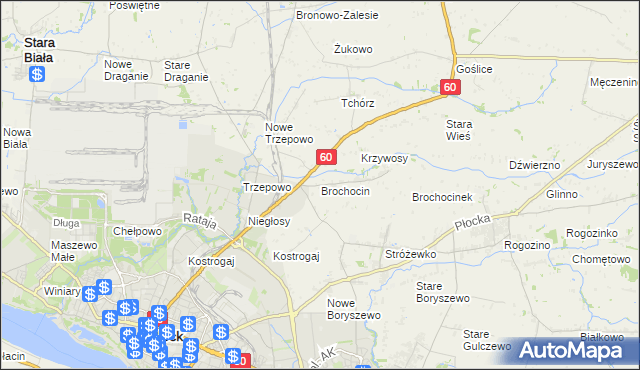 mapa Brochocin gmina Radzanowo, Brochocin gmina Radzanowo na mapie Targeo
