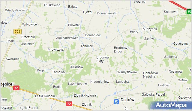 mapa Brudnów Piąty, Brudnów Piąty na mapie Targeo
