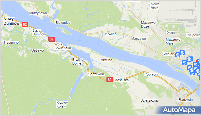 mapa Brwilno gmina Nowy Duninów, Brwilno gmina Nowy Duninów na mapie Targeo