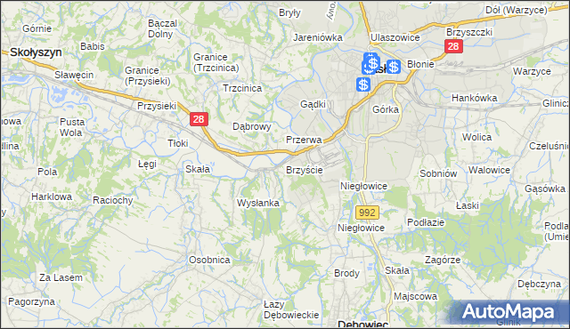 mapa Brzyście gmina Jasło, Brzyście gmina Jasło na mapie Targeo