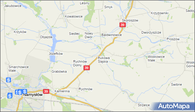 mapa Bukowa Śląska, Bukowa Śląska na mapie Targeo