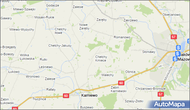 mapa Chełchy Kmiece, Chełchy Kmiece na mapie Targeo