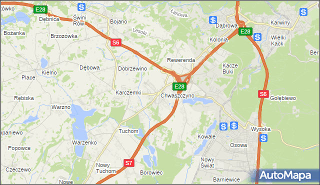mapa Chwaszczyno, Chwaszczyno na mapie Targeo