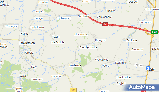 mapa Ciemięrzowice, Ciemięrzowice na mapie Targeo