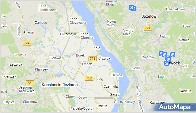 mapa Ciszyca gmina Konstancin-Jeziorna, Ciszyca gmina Konstancin-Jeziorna na mapie Targeo