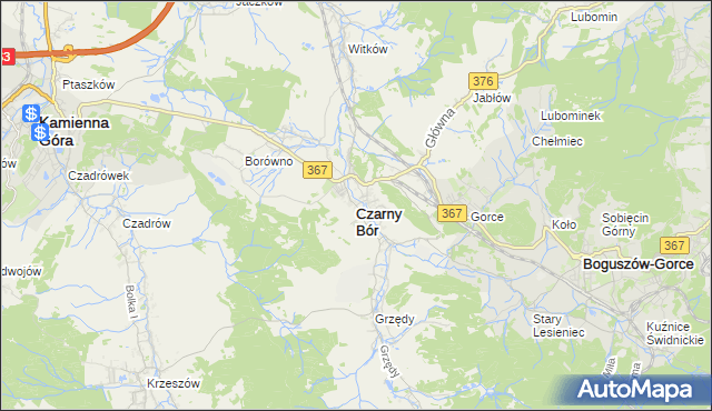 mapa Czarny Bór, Czarny Bór na mapie Targeo