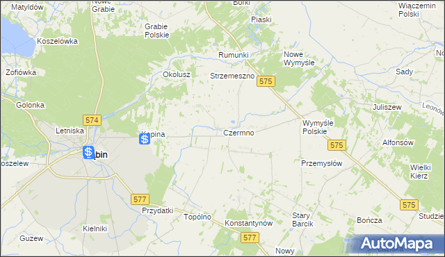 mapa Czermno gmina Gąbin, Czermno gmina Gąbin na mapie Targeo