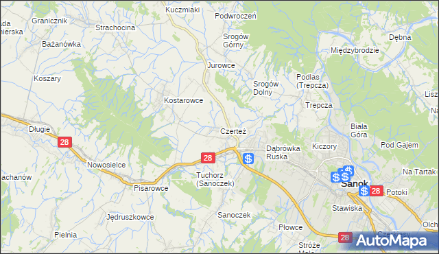 mapa Czerteż, Czerteż na mapie Targeo