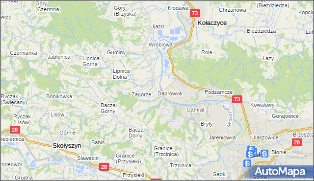 mapa Dąbrówka gmina Brzyska, Dąbrówka gmina Brzyska na mapie Targeo