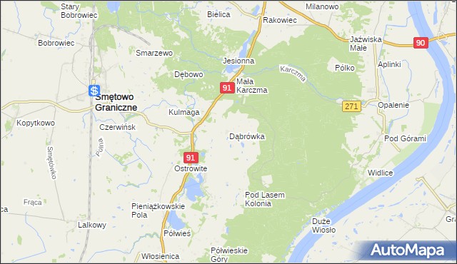 mapa Dąbrówka gmina Gniew, Dąbrówka gmina Gniew na mapie Targeo