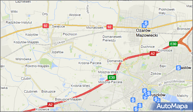 mapa Domaniewek gmina Brwinów, Domaniewek gmina Brwinów na mapie Targeo