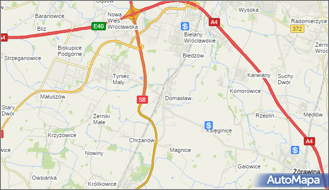 mapa Domasław, Domasław na mapie Targeo